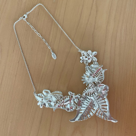 Pilgrim Statement Floral Necklace in Silver / Multi-Coloured with Crystal Leaves - Picture 4 of 7